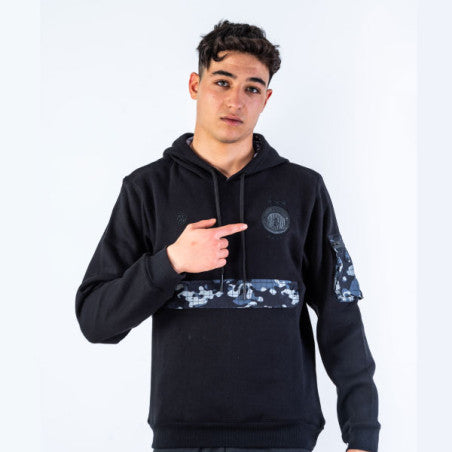 ESPERANCE SPORTIVE DE TUNIS ES ARMY HOODIE - BLACK WITH ZIPPERED POCKETS