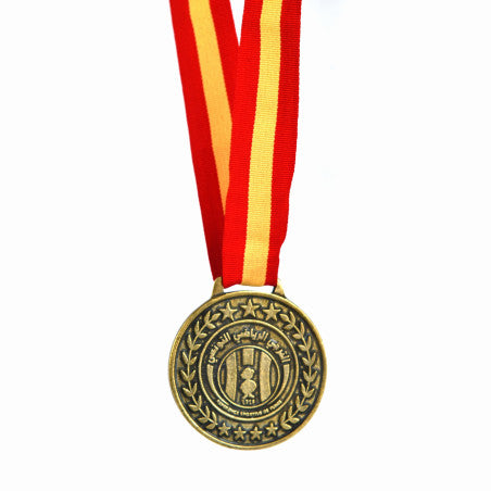 ESPÉRANCE SPORTIVE DE TUNIS HIGH-QUALITY COPPER MEDAL WITH TWO RED AND YELLOW STRIPES