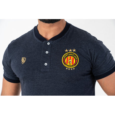 ESPÉRANCE SPORTIVE DE TUNIS SIMPLE STRIPED POLO WITH OFFICER COLLAR AND THREE BLACK BUTTONS